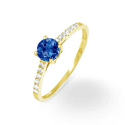 Bague Manon Or Jaune Saphir Et Diamant