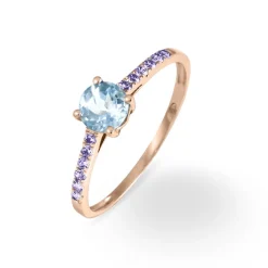 Bague Manon Or Rose Topaze Et Amethyste