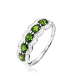 Bague Margaux Or Blanc Péridot Et Diamant