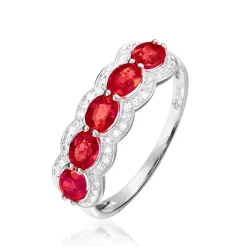 Bague Margaux Or Blanc Rubis Et Diamant