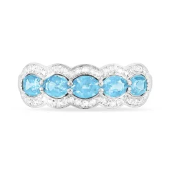 Bague Margaux Or Blanc Topaze Et Diamant