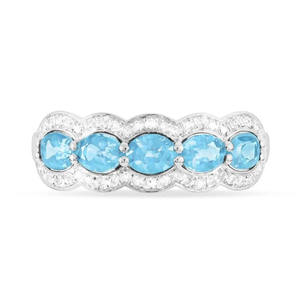 Bague Margaux Or Blanc Topaze Et Diamant