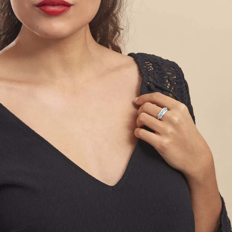 Bague Margaux Or Blanc Topaze Et Diamant