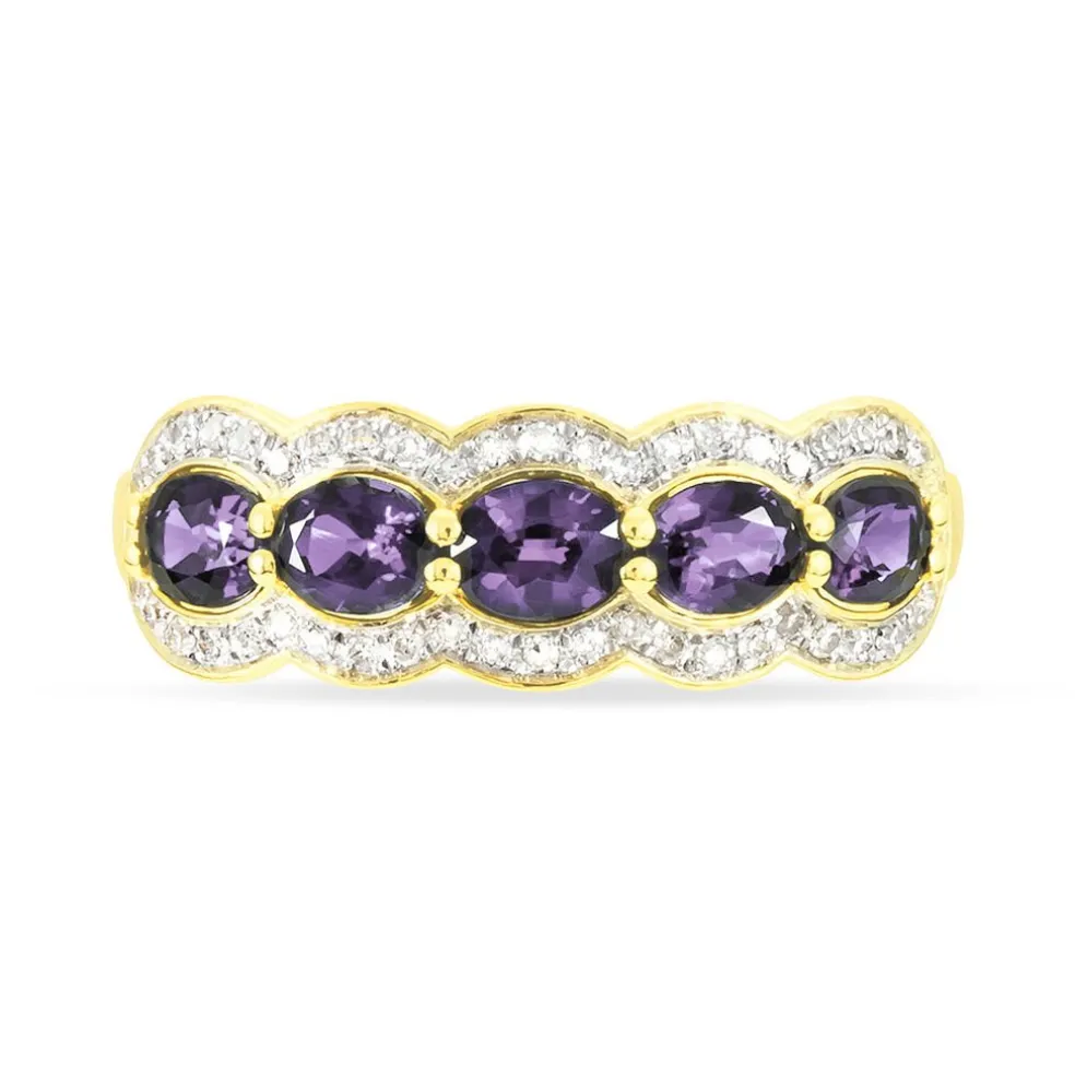 Bague Margaux Or Jaune Amethyste Et Diamant