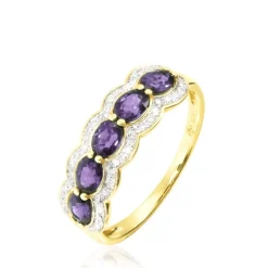 Bague Margaux Or Jaune Amethyste Et Diamant