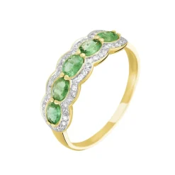 Bague Margaux Or Jaune Emeraude Et Diamant