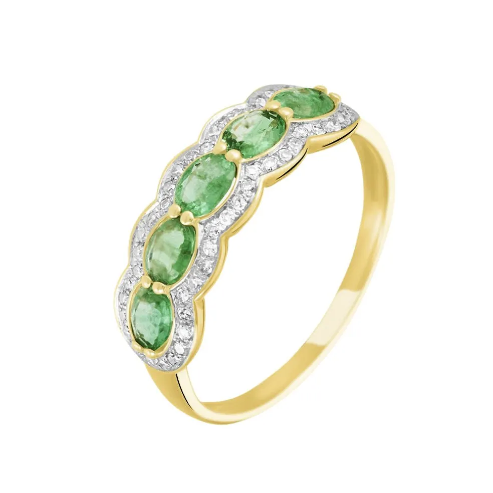 Bague Margaux Or Jaune Emeraude Et Diamant