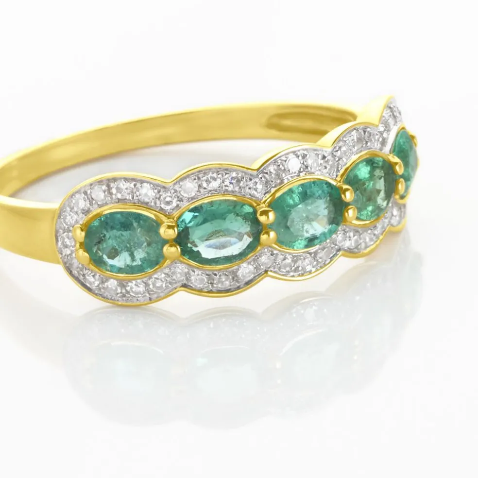 Bague Margaux Or Jaune Emeraude Et Diamant