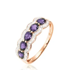 Bague Margaux Or Rose Amethyste Et Diamant