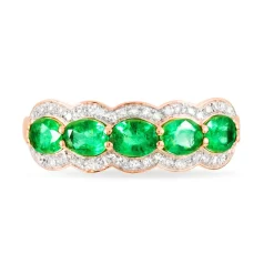 Bague Margaux Or Rose Emeraude Et Diamant