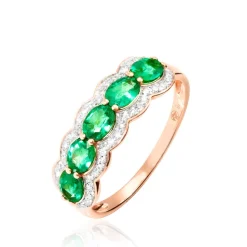 Bague Margaux Or Rose Emeraude Et Diamant
