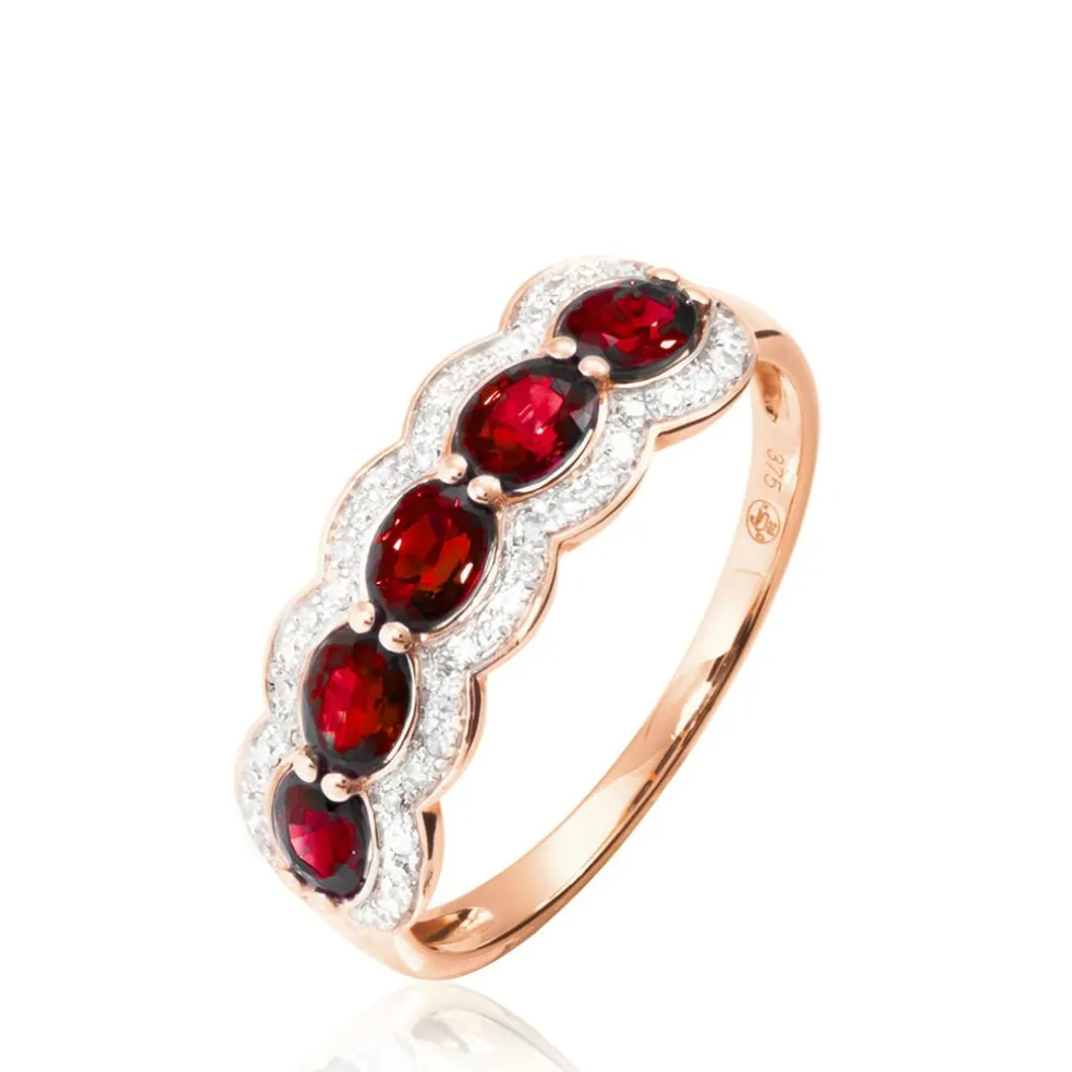 Bague Margaux Or Rose Grenat Et Diamant