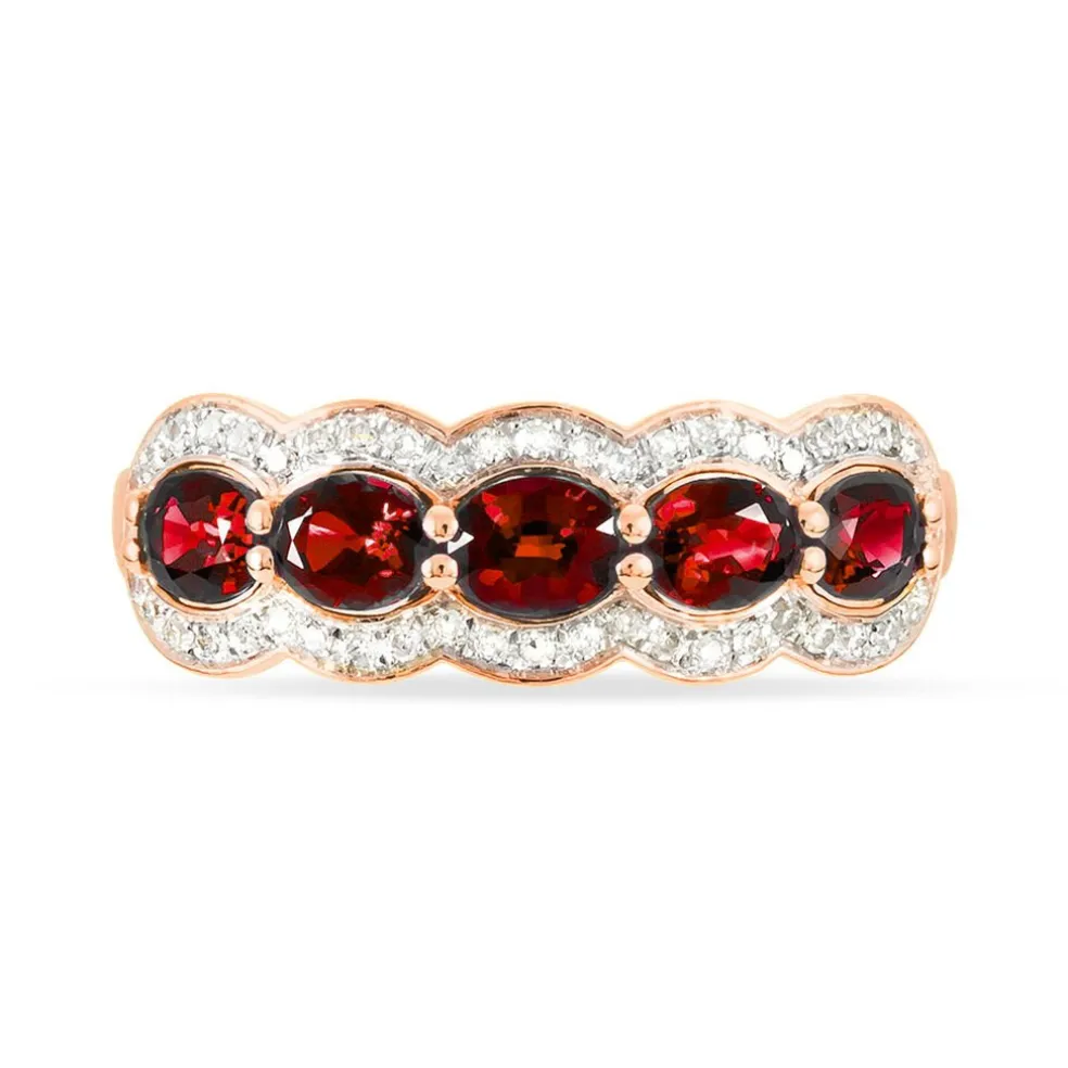 Bague Margaux Or Rose Grenat Et Diamant