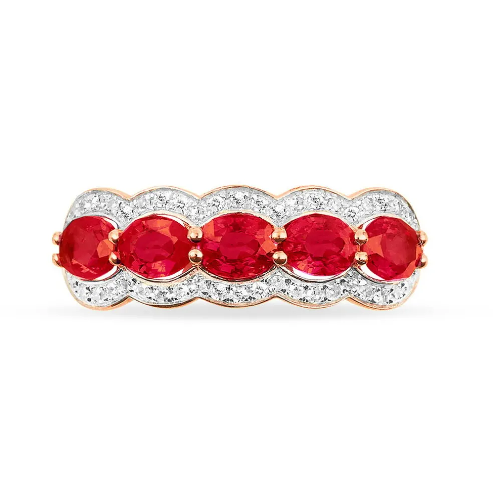 Bague Margaux Or Rose Rubis Et Diamant