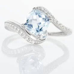 Bague Maria-serena Or Blanc Topaze Et Oxyde De Zirconium