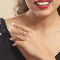 Bague Maria-serena Or Blanc Topaze Et Oxyde De Zirconium