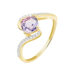 Bague Maria-serena Or Jaune Amethyste Et Oxyde De Zirconium