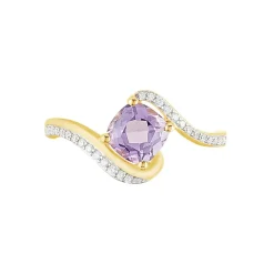 Bague Maria-serena Or Jaune Amethyste Et Oxyde De Zirconium
