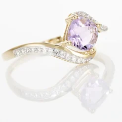 Bague Maria-serena Or Jaune Amethyste Et Oxyde De Zirconium