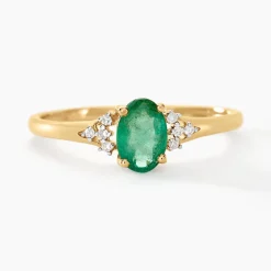 Bague Marie Or Jaune Emeraude Et Diamant