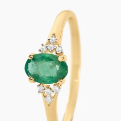 Bague Marie Or Jaune Emeraude Et Diamant