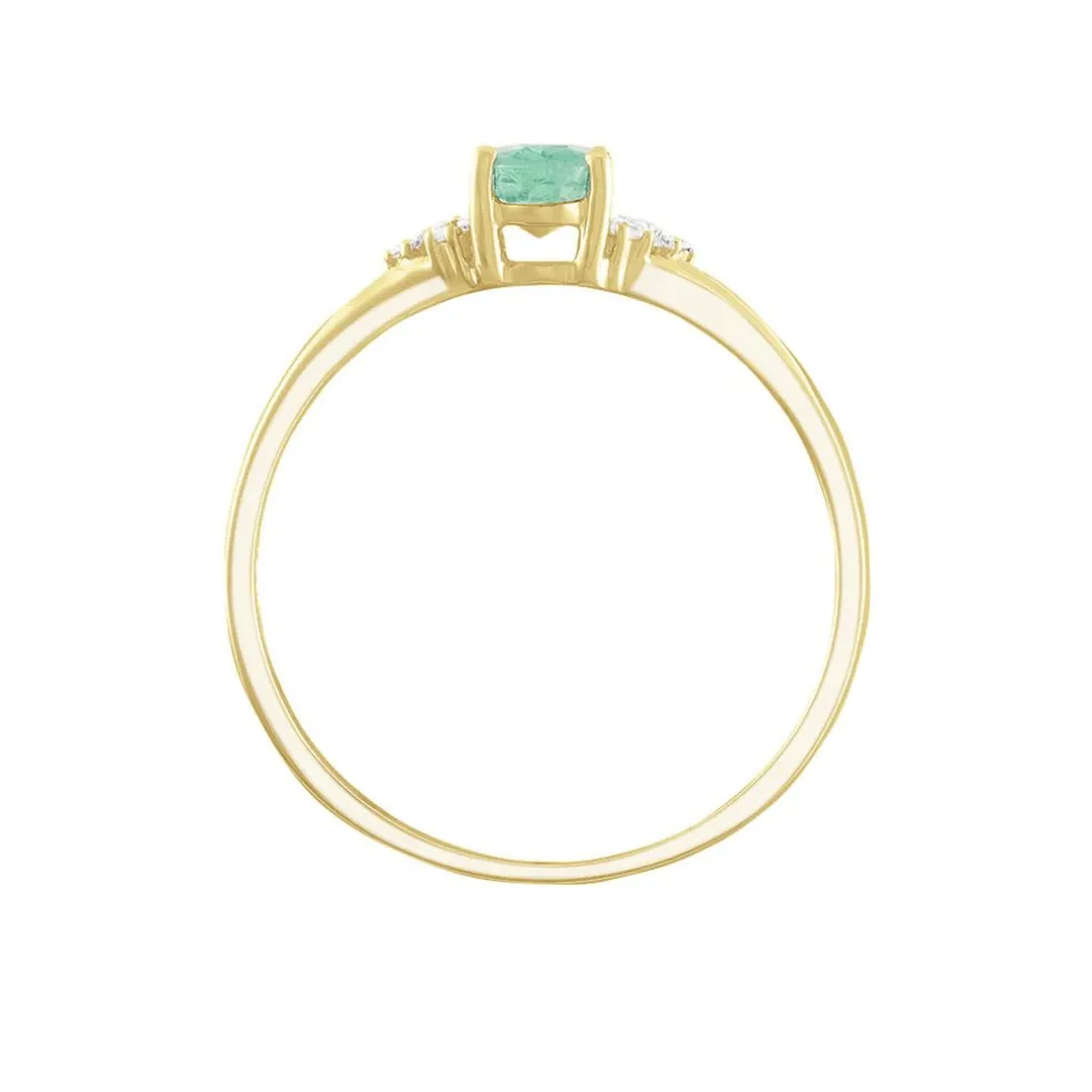 Bague Marie Or Jaune Emeraude Et Diamant