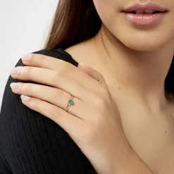 Bague Marie Or Jaune Emeraude Et Diamant