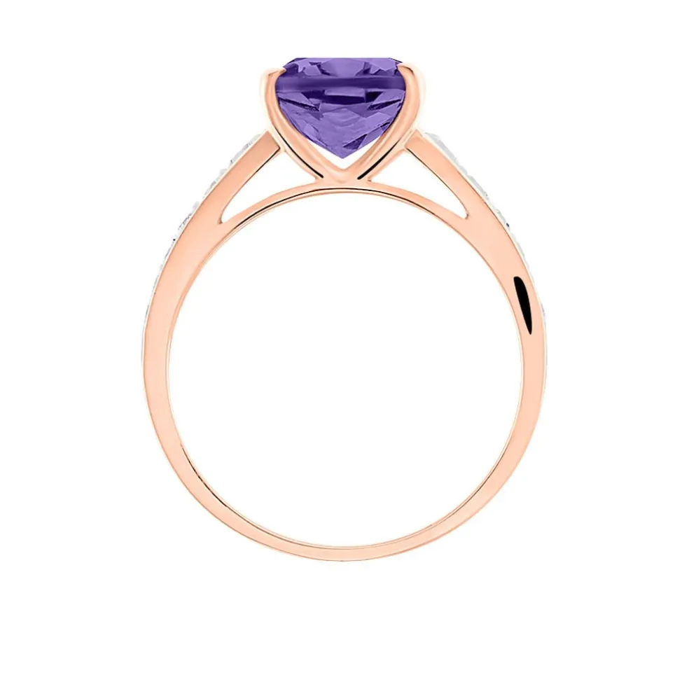 Bague Marie-camille Or Rose Amethyste Et Oxyde De Zirconium