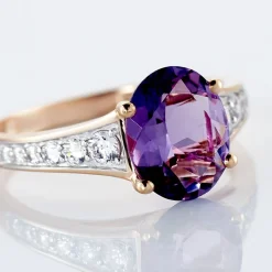 Bague Marie-camille Or Rose Amethyste Et Oxyde De Zirconium