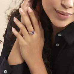 Bague Marie-camille Or Rose Amethyste Et Oxyde De Zirconium