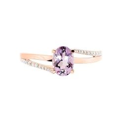 Bague Marie-eva Or Rose Amethyste Et Oxyde De Zirconium