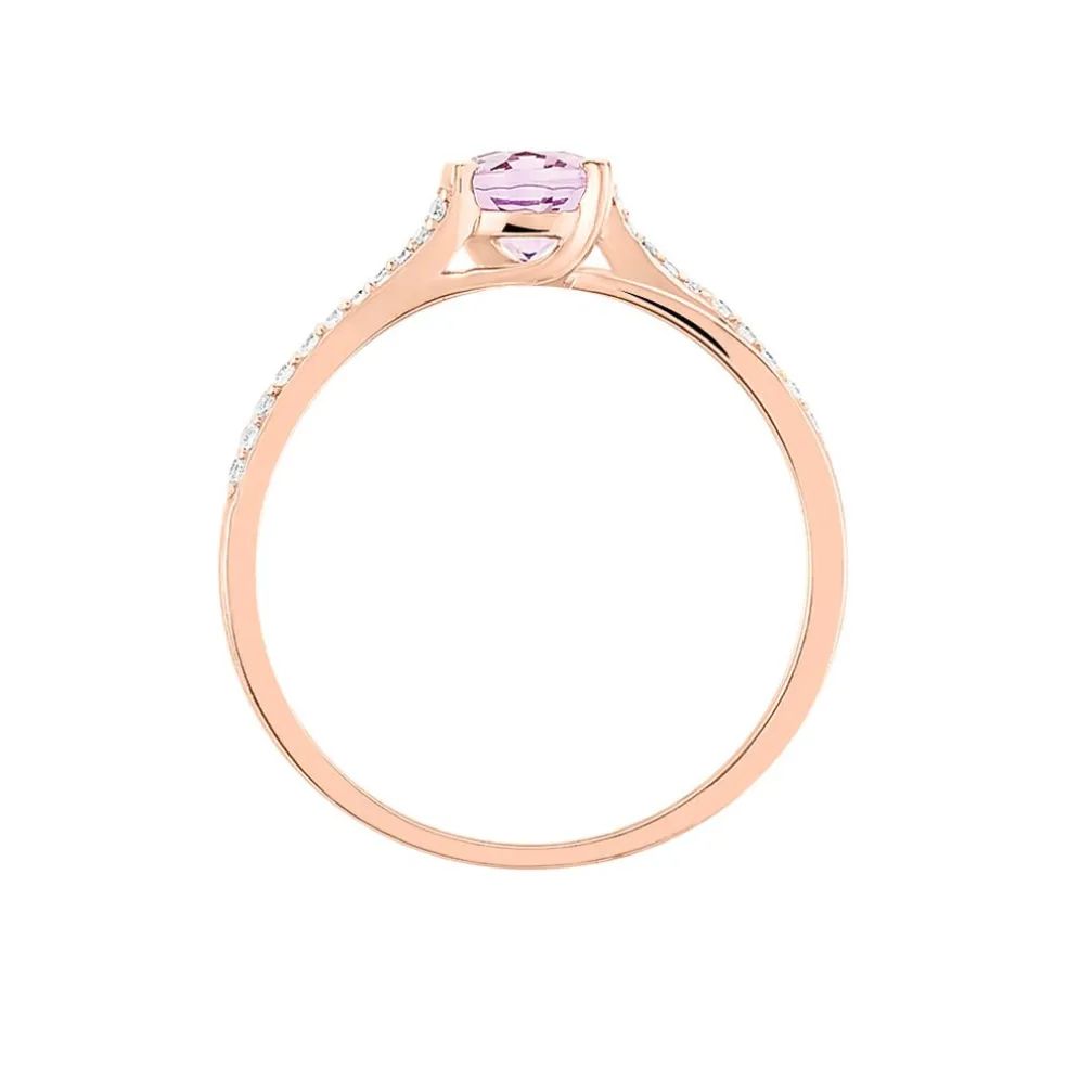 Bague Marie-eva Or Rose Amethyste Et Oxyde De Zirconium