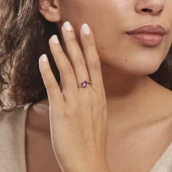 Bague Marie-eva Or Rose Amethyste Et Oxyde De Zirconium