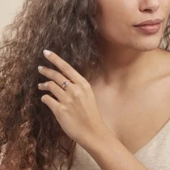 Bague Marie-eva Or Rose Amethyste Et Oxyde De Zirconium