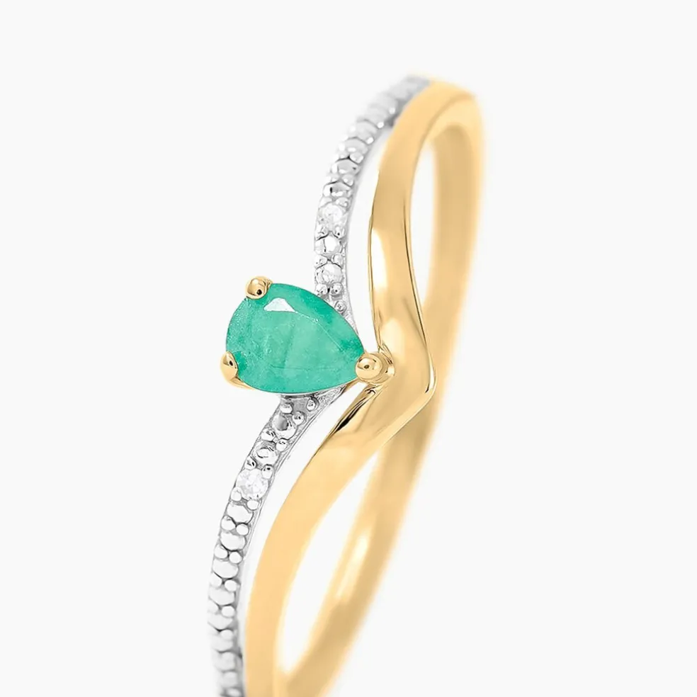 Bague Marjeta Or Jaune Emeraude Diamant