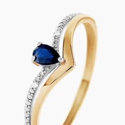 Bague Marjeta Or Jaune Saphir Diamant