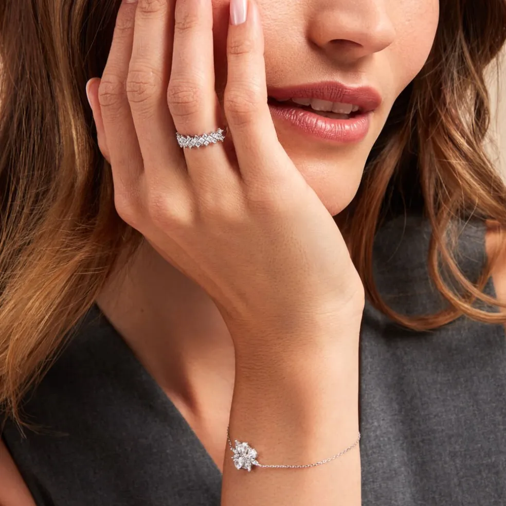 Bague Marquis Or Blanc Oxyde De Zirconium