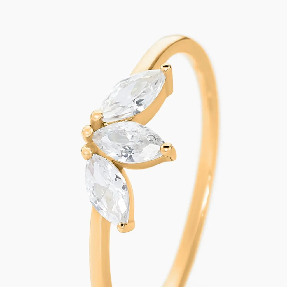 Bague Marquise Or Jaune Oxyde De Zirconium