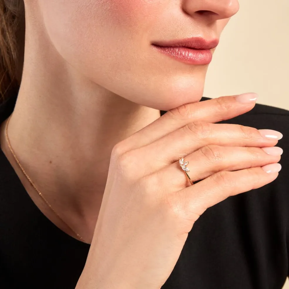 Bague Marquise Or Jaune Oxyde De Zirconium