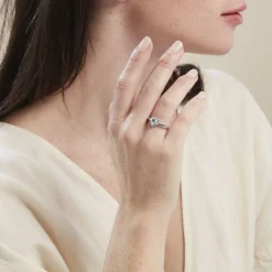 Bague Meliora Or Blanc Topaze Bleu Sky Oxyde De Zirconium