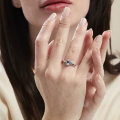 Bague Meliora Or Blanc Topaze Bleu Sky Oxyde De Zirconium