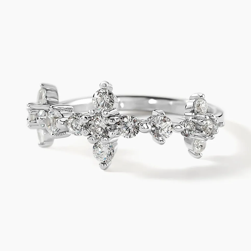 Bague Midnight Flower Argent Blanc Oxyde De Zirconium