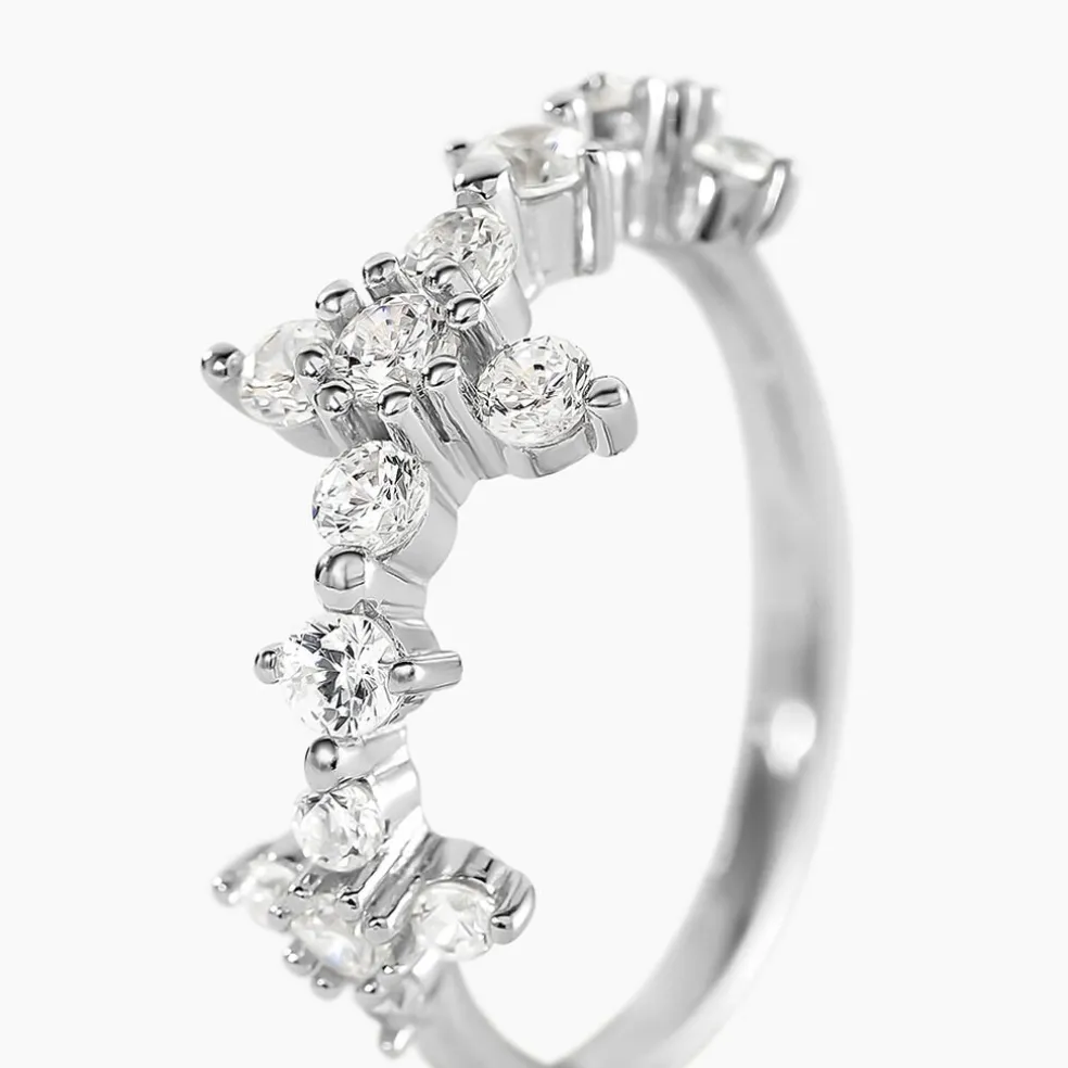 Bague Midnight Flower Argent Blanc Oxyde De Zirconium