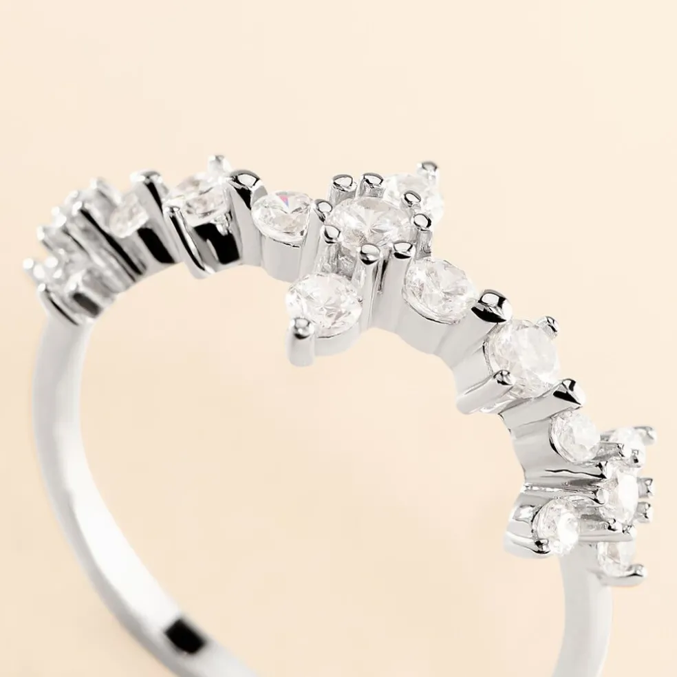 Bague Midnight Flower Argent Blanc Oxyde De Zirconium