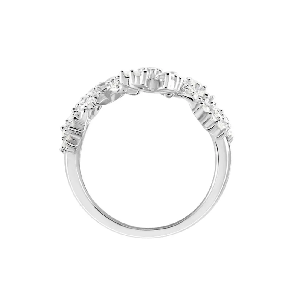 Bague Midnight Flower Argent Blanc Oxyde De Zirconium