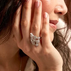 Bague Midnight Flower Argent Blanc Oxyde De Zirconium