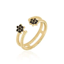 Bague Midnight Royalty Plaqué Or Jaune Pierre De Synthèse