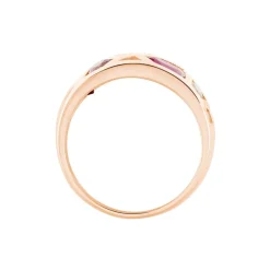 Bague Mosaique Or Rose Amethyste Et Rhodolite Et Saphir