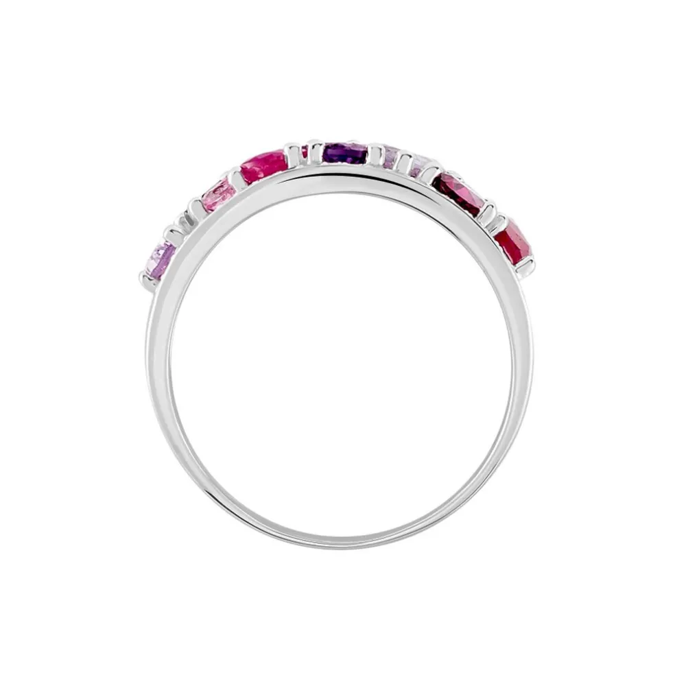 Bague Multicolore Or Blanc Amethyste Et Saphir Et Rhodolite