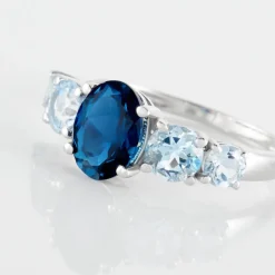 Bague Muna Or Blanc Topaze Bleu London Topaze Topaze